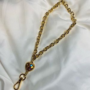 Replacement Metal Chain Handle Wrist Strap Wristlet Clutch Pouch Gold Pink Heart